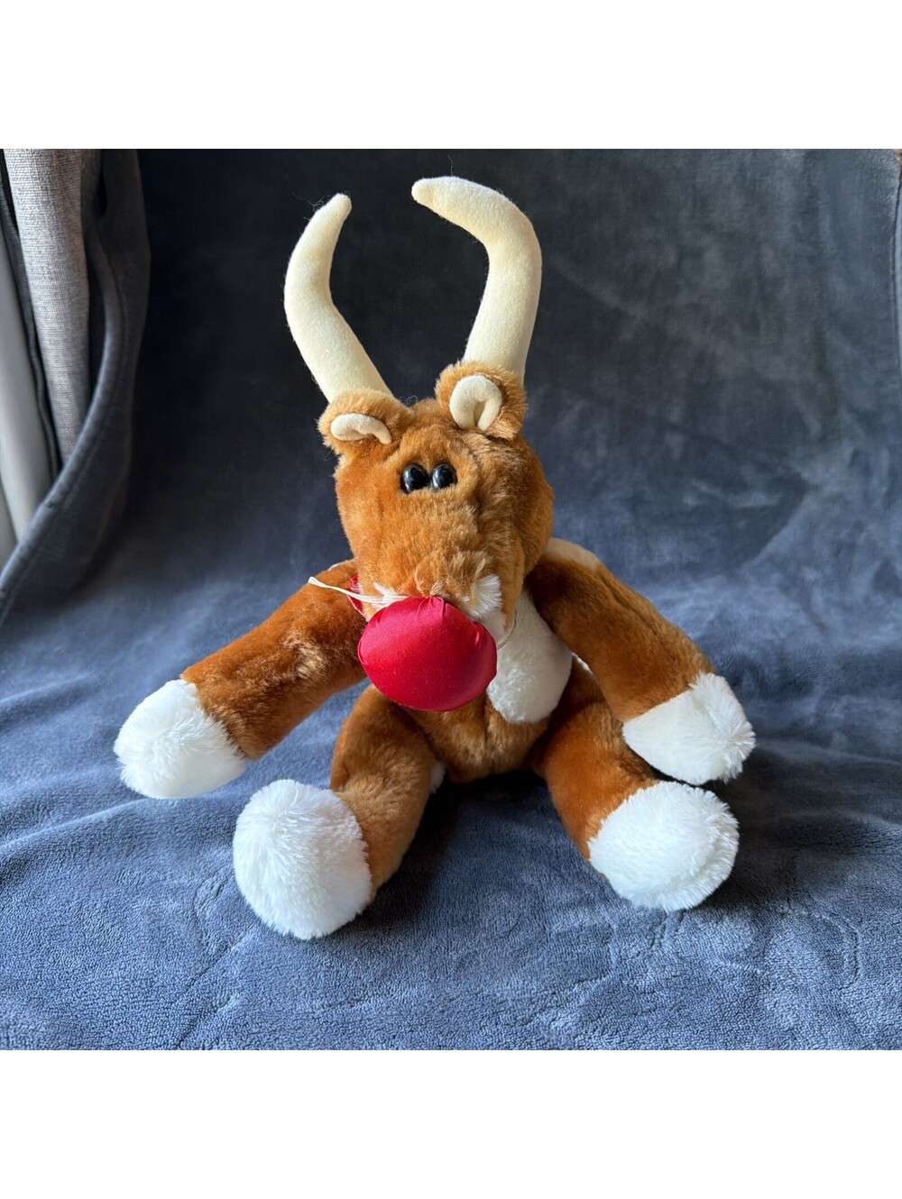 NWT Vintage 1985 Kamar Christmas "The Red Nose Reinsteer" Stuffed Plush Korea